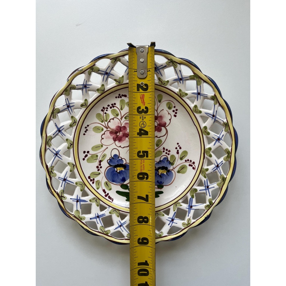VTG Floral Andrea Sadek Jay Willfred Wall Plate Portugal Lace Reticulated Edge - Picture 3 of 4